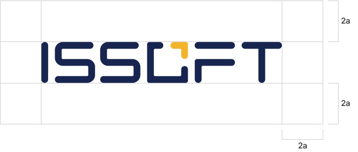 공간 규정 A 예시 — ISSOFT 로고 주변에 확보해야 하는 여백